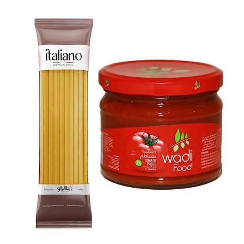 Italiano Fettucini Pasta - 400 gram + Wadi Food Tomato Paste - 320 gm