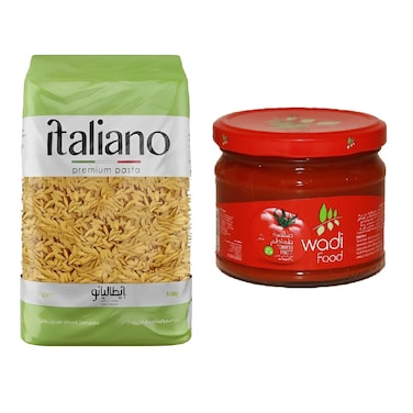 Italiano Pasta Rice - 400 gram + Wadi Food Tomato Paste - 320 gm