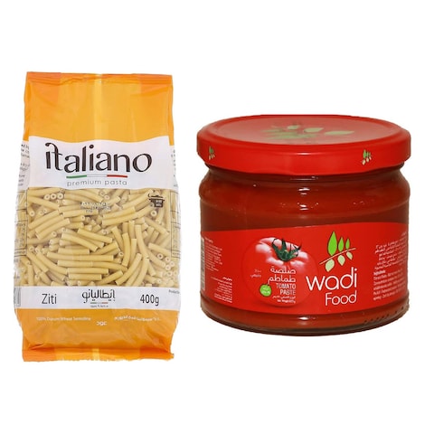 Italiano Ziti Pasta - 400 gram + Wadi Food Tomato Paste - 320 gm