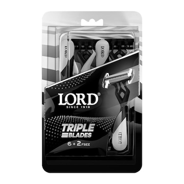لورد شفرات حلاقة ثلاثية للاستخدام مرة واحدة - 8 شفرات - أبيض