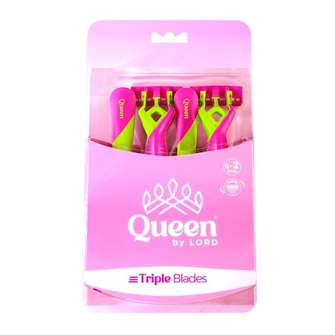 Queen Triple Blades Disposable Razors - 8 Count - Pink