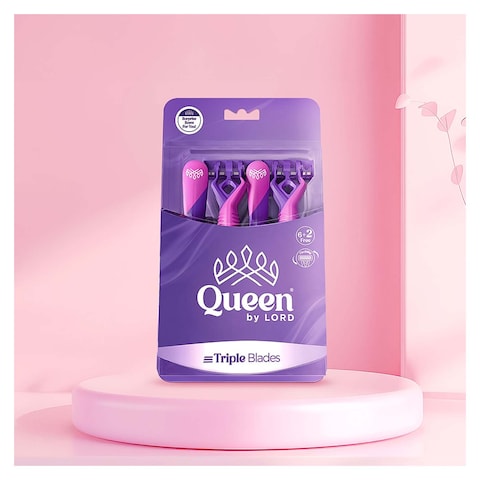 Queen Triple Blades Disposable Razors - 8 Count