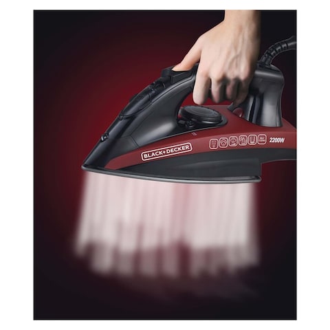 Black + Decker Steam Iron 2200 Watt - Red and Black - X2200-B5