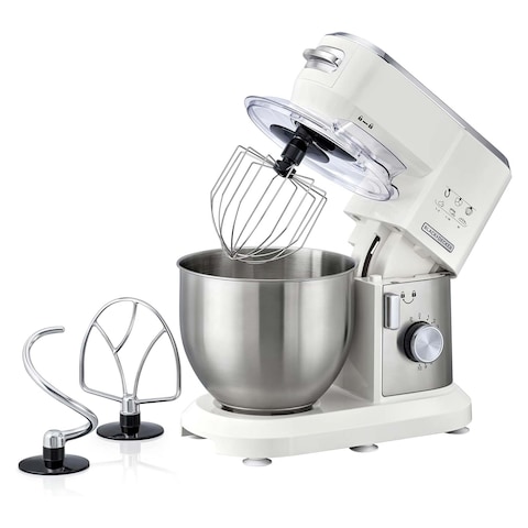 Black + Decker Multifunction Stand Mixer 1000 Watt 6 Liter - White and Silver - MKM100-B5