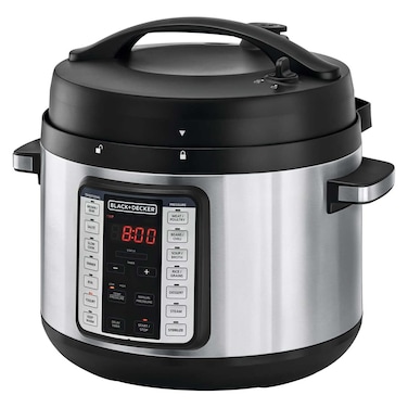 حلة ضغط كهربائية بلاك + ديكر سعة 10 لتر بقوة 1350 وات - اسود وفضي - PCP1010-B5