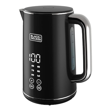 غلاية مياه بلاك + ديكر ديجيتال لاسلكية بهيكل مزدوج الجدار 1.7 لتر 2200 واط - أسود - JCD200