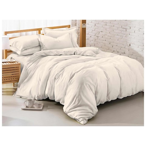 La Collection Plain Comforter Set - 220x240 Cm -3 Pieces - White