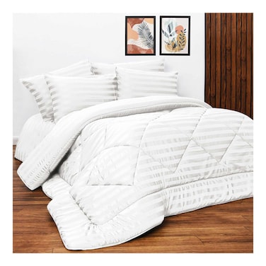 لحاف مخطط عريض لا كوليكشن - 220*240 سم -أبيض