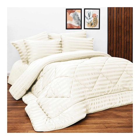 La Collection Wide Stripe Comforter&nbsp;- 220x240 Cm - Offwhite