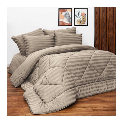 La Collection Wide Stripe Comforter&nbsp;- 220x240 Cm - Beige