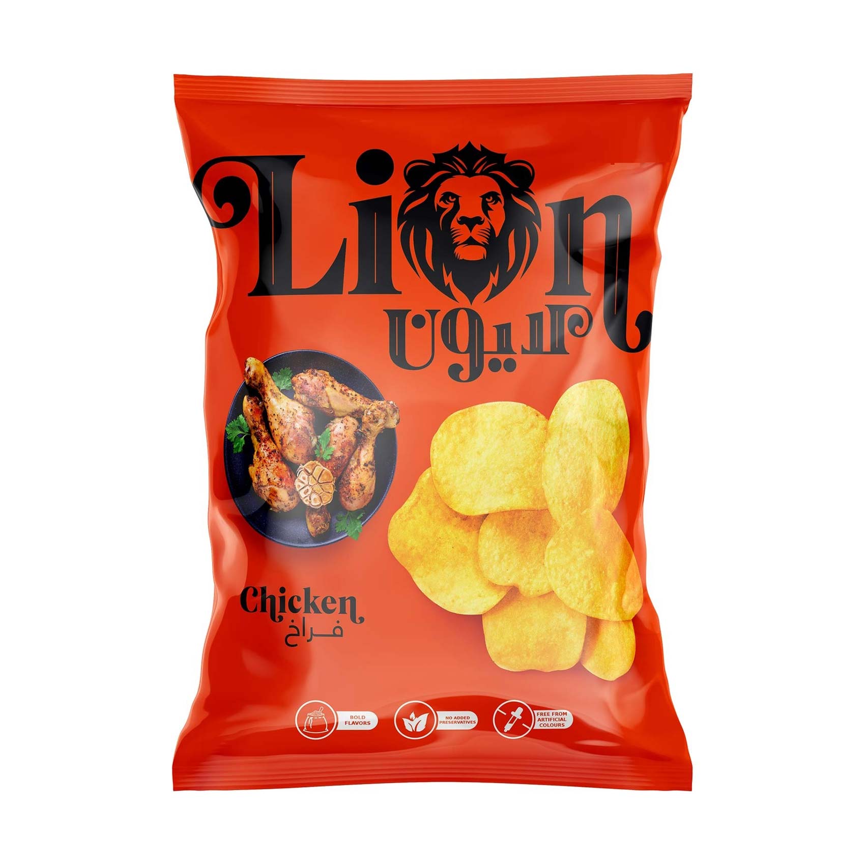 Lion Potato Chips with Chicken – 65 gram Lion Potato Chips with Chicken – 65 gram