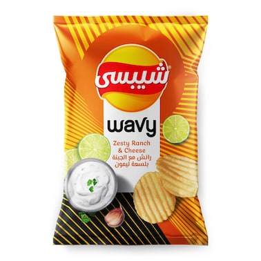 Chipsy Wavy Potato Chips with Zesty Ranch and Cheese Flavor - 24gm