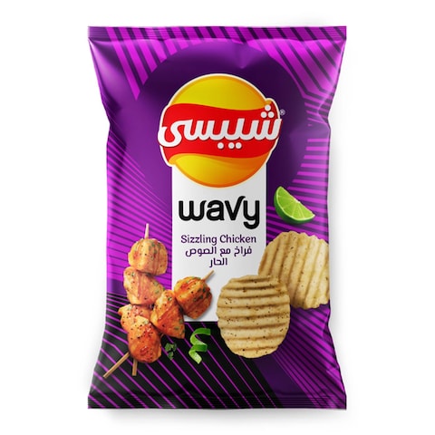 Chipsy Wavy Potato Chips with Sizzling Chicken Flavor - 24gm
