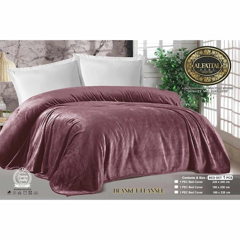 Al Fattal Fleece Blanket - 220 x 240 Cm - Cashmere