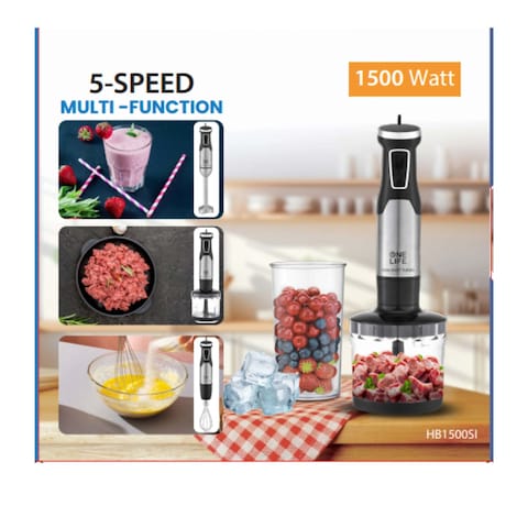 One Life Hand Blender 1500 Watt 600ml - Stainless - HB1500SI