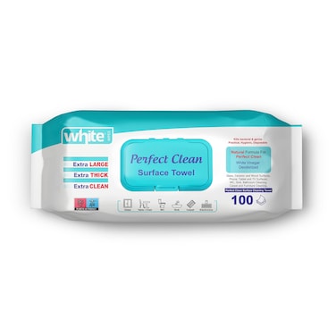 White Perfect Clean Surface Towel - 100 Towels