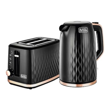 Black + Decker Electric Kettle with Bread Toaster Breakfast Set - Black and Rose Gold - MBF90-B5