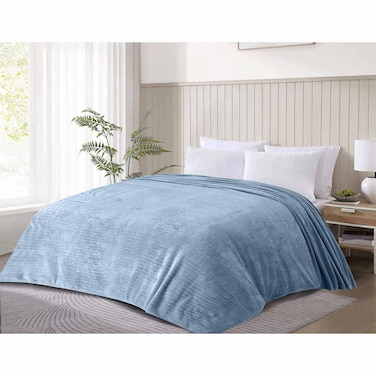 Velour Striped Blanket - 180 * 220Cm - Mint Green