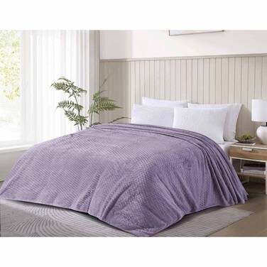 بطانية فيلور مربعات - 180 * 220 سم - رمادي