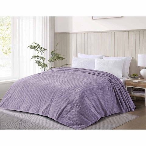 Velour Checks Blanket - 180 * 220Cm - Grey