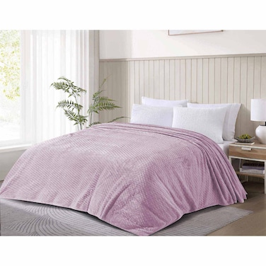 Velour Checks Blanket - 180 * 220Cm - Purple