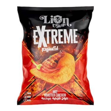 رقائق بطاطس لايون اكستريم بطعم الفراخ الشواية المولعة - 55 جرام