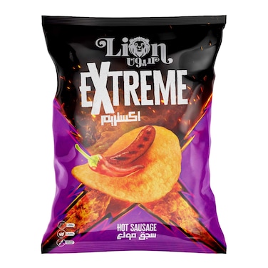 رقائق بطاطس لايون اكستريم بطعم السجق المولع - 55 جرام