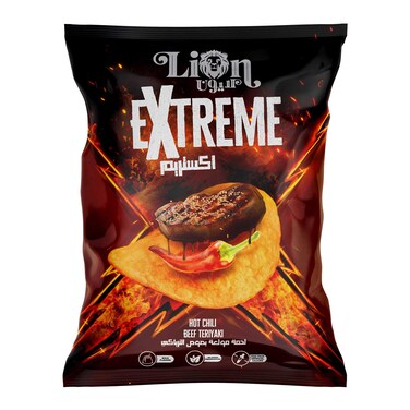 رقائق بطاطس لايون اكستريم بطعم اللحمة المولعة بصوص الترياكي - 55 جرام