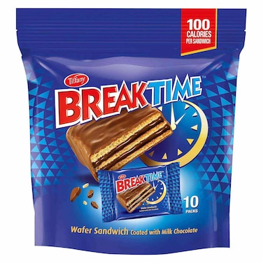 ويفر ساندويتش بريك تايم مغطى بشوكولاتة الحليب - 10 قطع - 130 جرام