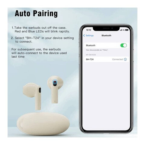 Choetech TWS True Wireless Earbuds - White - BH-T25