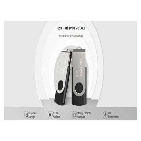 Hiksemi Rotary Usb 2.0 Flash Drive 8Gb - Silver - HS-USB-M200S
