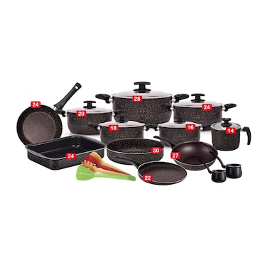 Nouval Classic Granite Cookware Set - 23 Pieces