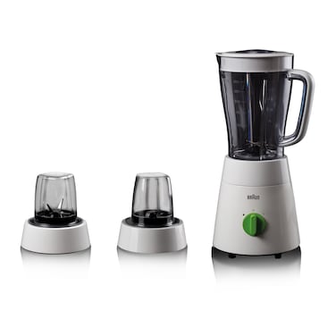 خلاط براون 500 وات 1.75 لتر مع 2 مطحنة - ابيض - JB0123WH