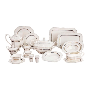 لوتس طقم عشاء بورسلين - 62 قطعة