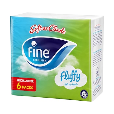 Fine Fluffy Facial Tissues - 480 Tissues - 6 Pieces