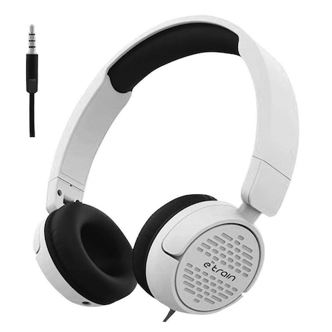 Etrain Wired Stereo Foldable Headphone with MIC 1.5M - White - HP63W