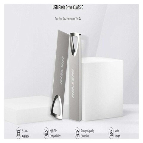 فلاش ميموري هيكسيمي كلاسيك 64 جيجابايت يو إس بي 2.0 - فضي - HS-USB-M200