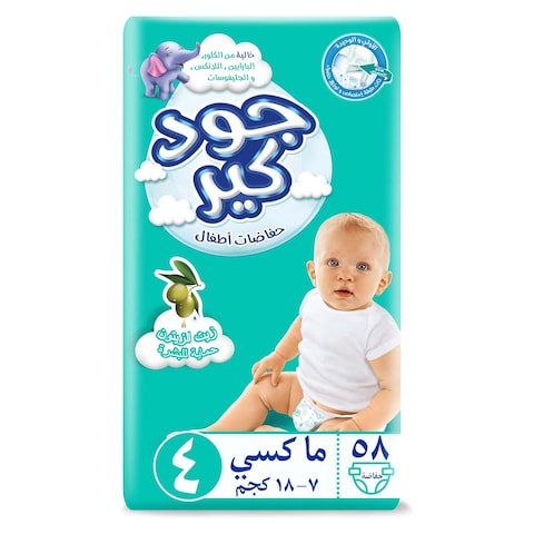 حفاضات أطفال جود كير - ماكسي مقاس 4 - 58 حفاضة