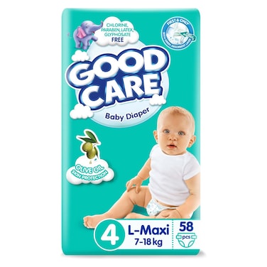 حفاضات أطفال جود كير - ماكسي مقاس 4 - 58 حفاضة