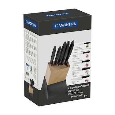Tramontina Stainless Steel Knives Set with Stand - 6 Pieces