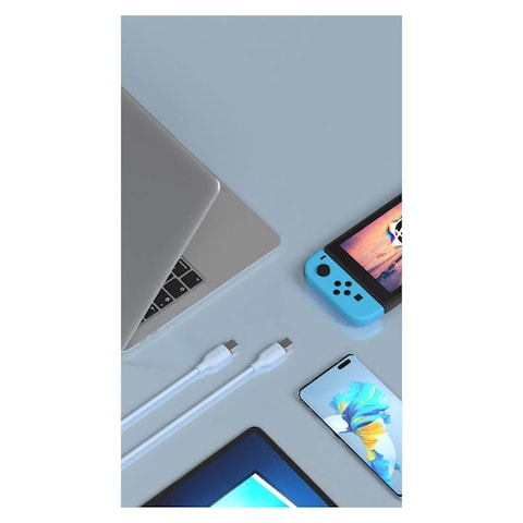 كابل شحن USB-C إلى USB-C ديفيا جيلي 60 وات 1.2 متر سيليكون - أزرق - MP813