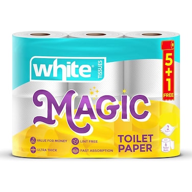 White Magic Toilet Paper Roll - 6 Rolls