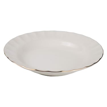 طبق طعام بورسلين ايه وان - 23 سم - أبيض وذهبي