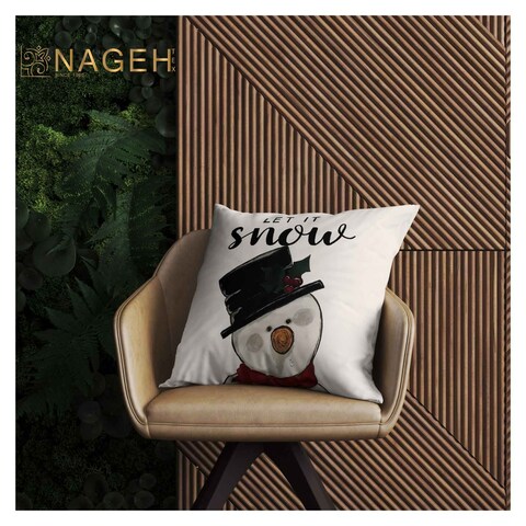 Nageh Snowman Fiber Cushion - 45 x 45 Cm