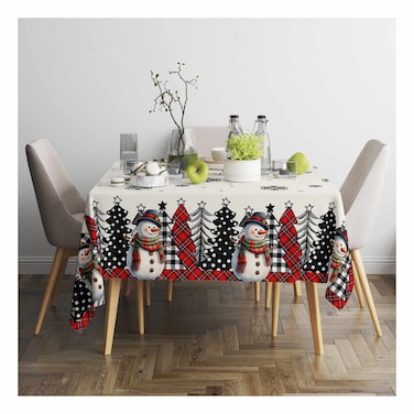 مفرش طاولة ناجح بتصميم رجل الثلج - 140*140 سم