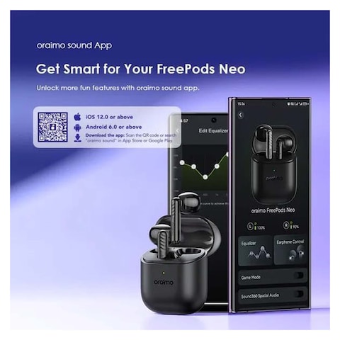 Oraimo FreePods Neo ENC Wireless Earbuds - Black - OTW-330S