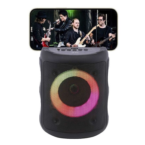 Etrain LED Cylindrical Rechargeable Portable Speaker 10W - Black - SP311