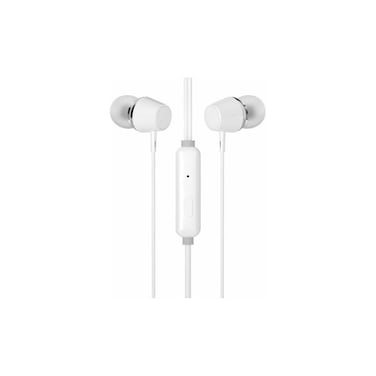 سماعة أذن سلكية اتش بي توصيل 3.5 ملم بميكروفون مدمج - أبيض - DHE-7001