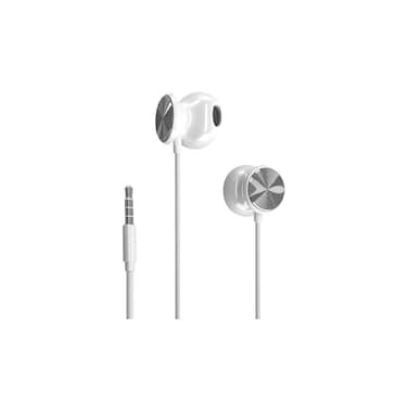 سماعة أذن سلكية اتش بي توصيل 3.5 ملم بميكروفون مدمج - أبيض - DHH-1112