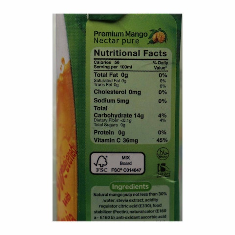 Verde Nectar Mango Sweetened with Stevia Sugar - 200ml